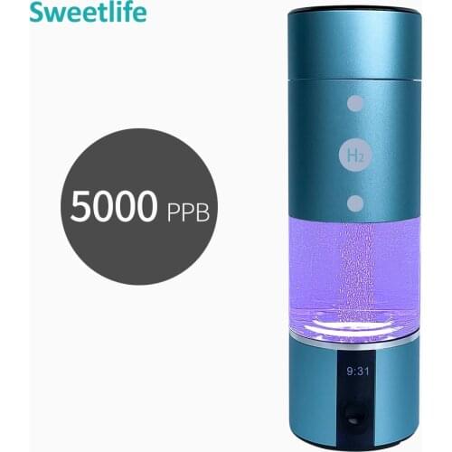 Max 5000ppb DuPont N117 Dual Chamber Super Saturation Nano Hydrogen Water Bottle Generator with LED Display Time Power & Inhaler