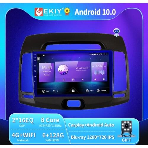 EKIY Android 10 Car Radio For Hyundai Elantra 2006- 2011 Autoradio Blu-ray 1280*720 IPS/QLED Multimedia Video Player Navi GPS HU