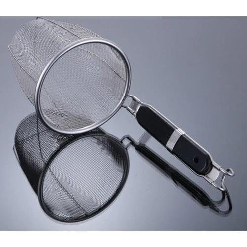 Frying Filter Scoop Hot Pot Oil Noodle Mesh Colander Stainless Steel 13.5cm for Kitchen Cooking Fat Grease and Foam