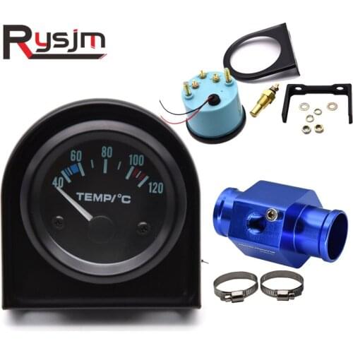 HD 2'' 52MM Car White Led Water Temperature Gauge + 10mm Sensor 40-120 Celsius With Water Temp Joint Pipe Sensor Adapter 1/8NPT