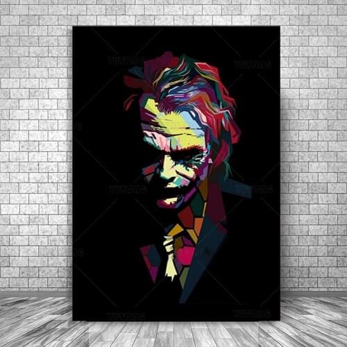 Heath Ledger Portrait Poster And Print Movie Comics Joker Canvas Painting Cuadros Wall Picture For Living Room Decoration