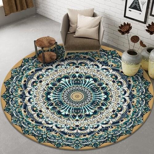 Moroccan Style Living Room Carpet Round Chair Mat Prayer Bedroom Rug Non-slip Entrance Doormat Home Decor Dining Room Area Rug