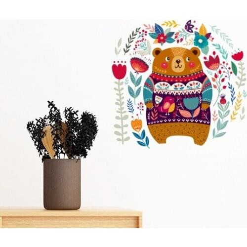 Creative Cartoon Bear Animal Pink Removable Wall Sticker Art Decals Mural DIY Wallpaper for Room Decal