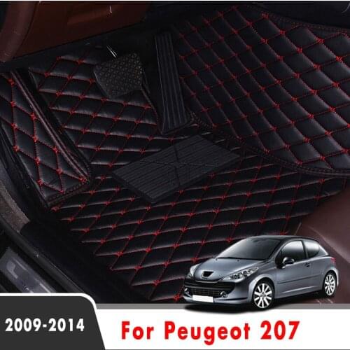 LHD Car Floor Mats For Peugeot 207 2014 2013 2012 2011 2010 2009 Interior Accessories Styling Custom Carpets Protector Protect