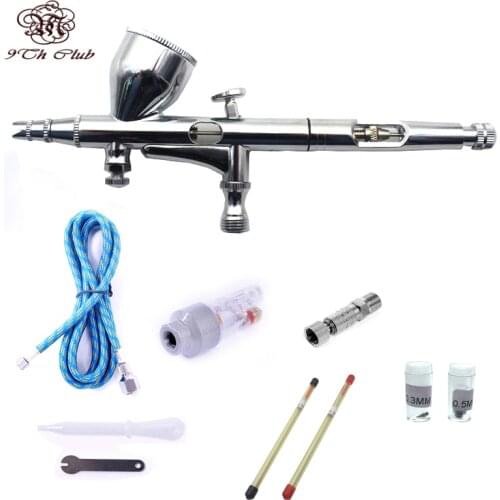 Mini Dual Action Airbrush Compressor Kit 0.2/0.3/0.5mm Needle Air Brush Spray Gun For Makeup Model Nail Body Paint Art SP180K