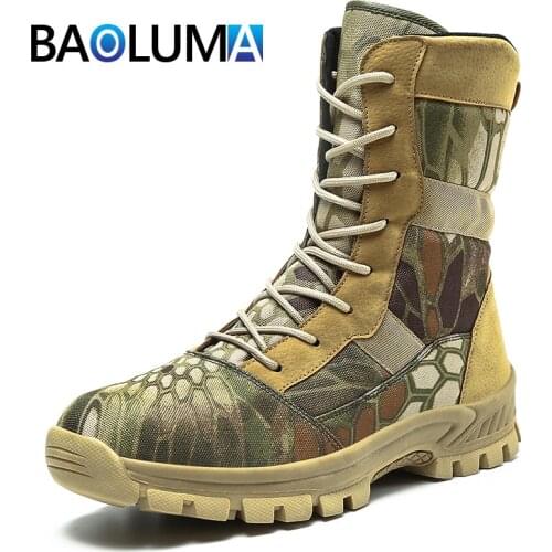 Fashion Mens Army Boots Camouflage Mens Military Boots Outdoor Waterproof Mens Combat Boots Mens Work Shoes Botas Militares