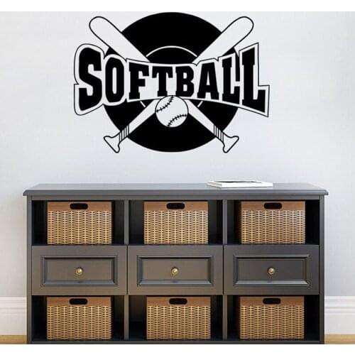 Softball Wall Decal Sports Vinyl Wall Stickers for Kids Rooms Boys Bedroom Wall Art Poster Home Design Wall Decor Murals A279