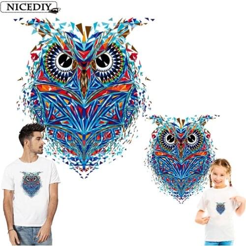 Nicediy Colorful Owl Patches Iron On Patches On Clothes Stickers Print Heat Transfer By Household Irons Applique Washable Badge