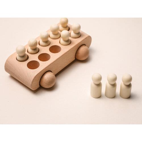 2021 New Baby Education Toy Multi-Functional Beech Wood Car Blocks Matching Intellectual Car Early Gifts Montessori Toys