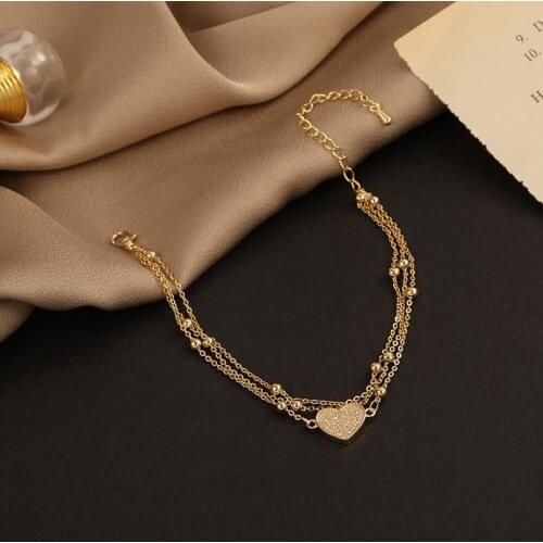 New Fashion Titanium Steel Bracelet Female Love Heart Bracelet Simple Stainless Steel Jewelry Female Bracelet Heart Bracelet