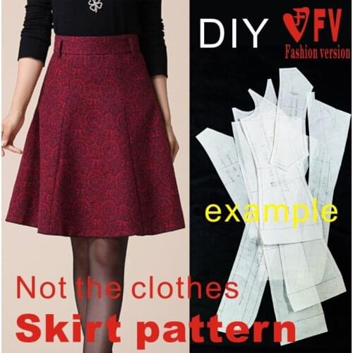 Autumn and winter womens mid-high waist skirt garment making pattern 1:1 cutting drawing BBQ-24