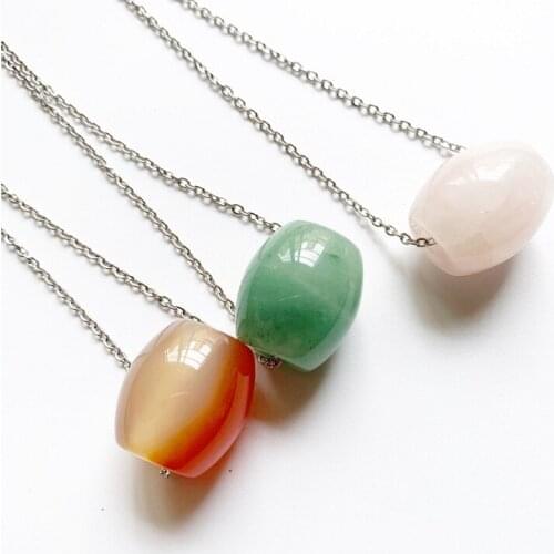 Natural Carnelian Aventurine Pink Crystal big Hole Stone Pendant Necklace Handmade Wholesale Dropshipping 1pc