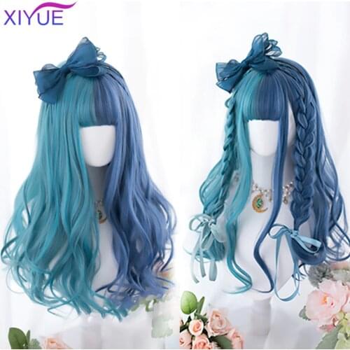 XIYUE Long Blonde Water Body Wave Synthetic Wigs With Bangs Fake Hair For Women Natural Lolita Wig Cosplay Hair Wigs