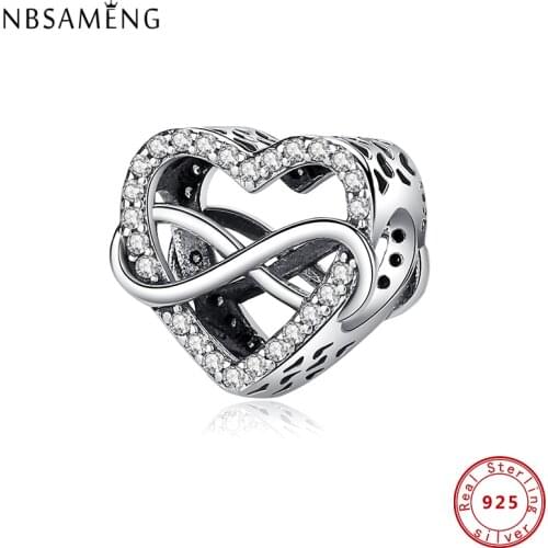 Authentic 100% 925 Sterling Silver 2020 Charms Love You Mum Infinity Heart CZ Fit Original Bracelets Women DIY Gift Jewelry