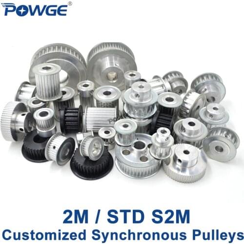 POWGE 2M STD S2M Synchronous pulley pitch 2mm wheel Gear Manufacture Customizing all kinds of Arc 2M S2M Timing pulley Belt