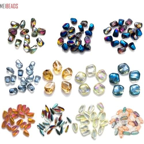 MEIBEADS Colorful Faceted Crystal Glass Irregular Beads Loose Spacer Flower Beads Geometric Style for Jewelry Making Accessories