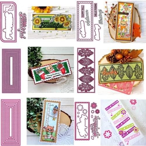 Sympathy Beautiful Stitched Leafy Layered Slimline Dies Metal Cutting Dies for DIY Scrapbooking Embossing Cards Crafts New 2020