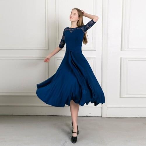 Blue sexy lace women Ballroom Dance dress for ballroom dancing tango dance costumes rumba dress waltz dress ball dress