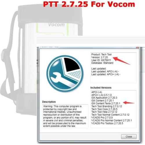 VOCOM trucks scanner Tech tool PTT 2.7.25 new vocom software in HDD for vl-vo Premium Tech-Tool ptt 2.7.25 ready installed