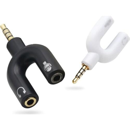 3.5mm U-shaped Audio Converter Adapter One in Two Headphones Microphone Mobile Computer Splitter