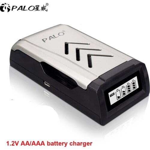 PALO 4 slots LCD screen Fast Smart Battery Usb Charger for AA / AAA NiCd NiMh Rechargeable Battery