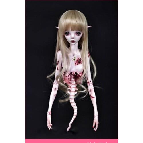 1/4 scale nude BJD Horror elf Death girl with 2 head Joint doll Resin model toy gift,not include clothes,shoes,wig D2297