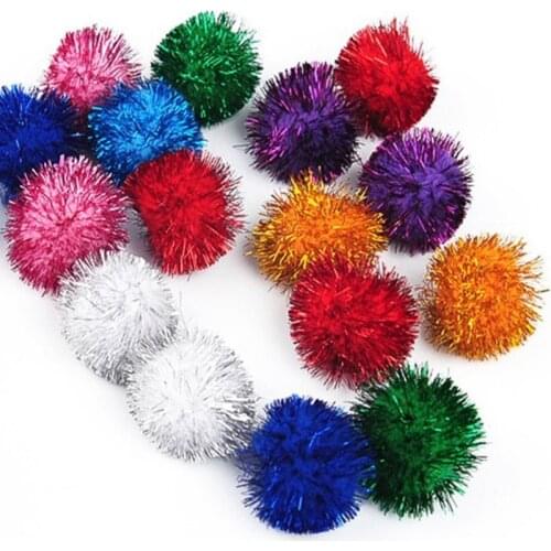 100pcs Colorful Pet Cat Toy Plush Bouncy Ball Kitten Toy Squeaky Paper Ribbon Ball Cat Toys Interactive