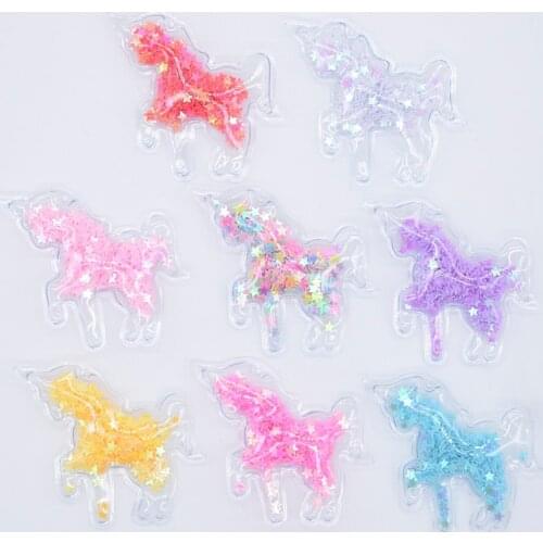 16Pcs Transparent PVC Filling Sequins A Hole Unicorn Appliques for DIY Headdress Hair Clips Bow Ring Pendant Decor Accessory P11
