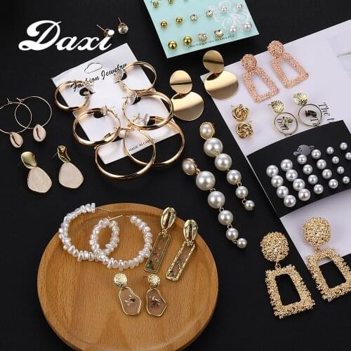 DAXI Boho Statement Pearl Dangle Earrings For Women Stud Earings Fashion Jewelry 2020 Korean Earring Gold Hoop Big Earrings