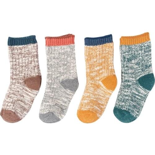 4Pairs/lot Kids Girls Socks Woolen Knitted Socks for Boy Winter Warm Socks for Girls Thick Children Stuff Suitable for 1-12Years