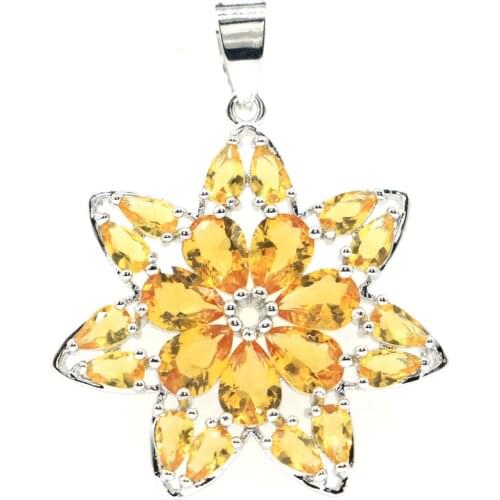 40x30m Luxury Star Shape Created Golden Citrine Cubic Zircon For Sister Daily Wear Silver Pendant Fine Jewelry
