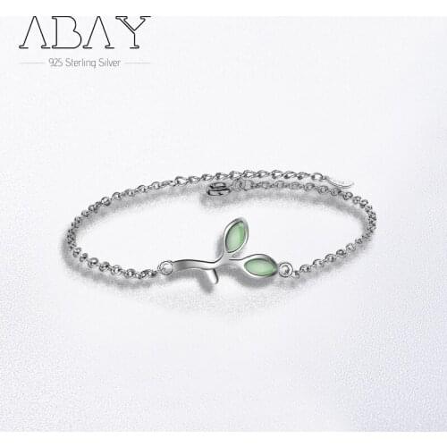925 Sterling Silver [fine Leaves] Cats Eye Imitation Stone, Xiaoya Fresh Simple Series of Forest Jewelry ,For Parties / Wedding