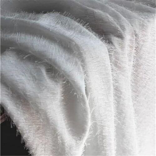 Tassel Embroidered Gauze Fabric White Feather Fringe Decor Stage Skirt Clothes DIY Patches Wedding Dress Lace Designer Fabric