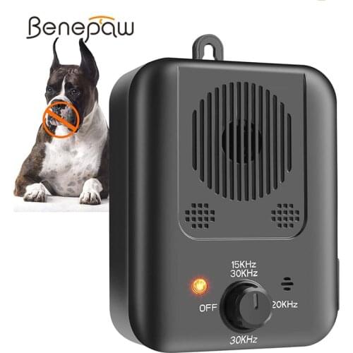 Benepaw Ultrasonic Anti Barking Device Safe Adjustable Rechargeable Waterproof Dog Bark Deterrent Pet Training Up To 15m/50ft