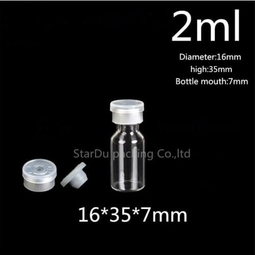 Free Shipping 100Pcs/lot diameter 16mm 2ml Clear Injection Glass Vial With Flip Off Cap, 2cc Glass Bottles penicillin bottles