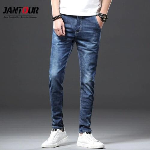 Jantour Brand 2021 New Mens Slim fit Elastic Jeans Fashion Business Classic Style Skinny Jeans Denim Pants Trousers Male
