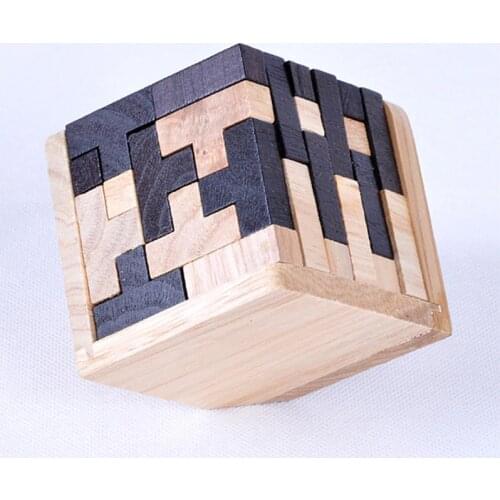 3D Wooden Puzzle Early Learning Educational Toys Kids IQ Brain Teaser Interlocking Cube Montessori Toys for Children Development