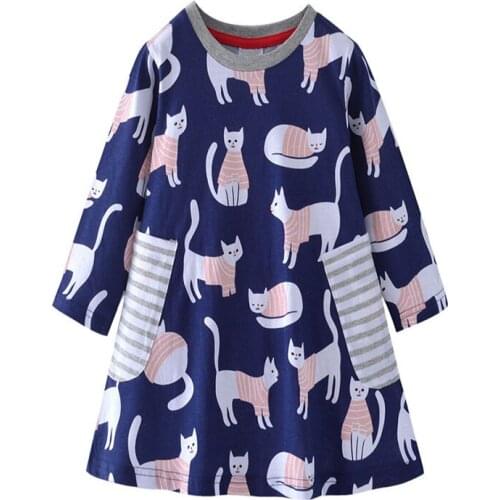 Funnygame Kids Girls Long Sleeve Dress for 2-7T Baby Clothes Cotton Pockets Party Toddler Costume Autumn Spring Girls Dresses