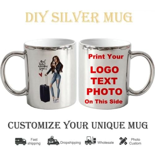 DIY photo mug Travel girl Luxury silvery Customize mug diy cup print image logo text kitchware bottle coffee cup KTDZ-RW-003-LY