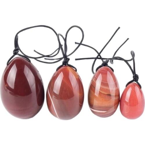 Drill Natural Red Agate Yoni Egg Big 4 Pcs Set Crystal Massage Ball Women Kegel Exercise Pelvic Floor Muscle Vaginal Care Tool