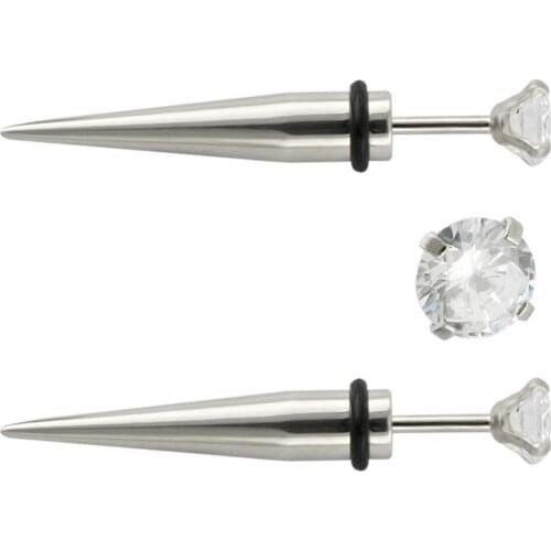 JHJT 2PCS 16G Men Women Fake Ear Plugs Taper Gauges Expander Stretcher Piercing Earring Jewelry