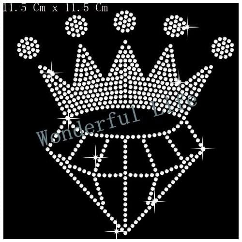 A quality Wonderful Life Diamond Crown Rhinestone Diamante Crystal Iron On T Shirt Design Transfer free shipping