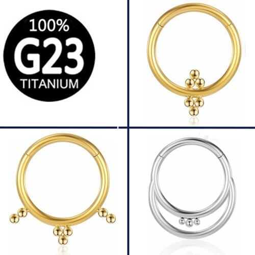 G23 Titanium Crescent Moon beads nose ring Hoop Segment Hinged gold Nose Rings men Ear Nose Septum Ear Cartilage Tragus Piercing