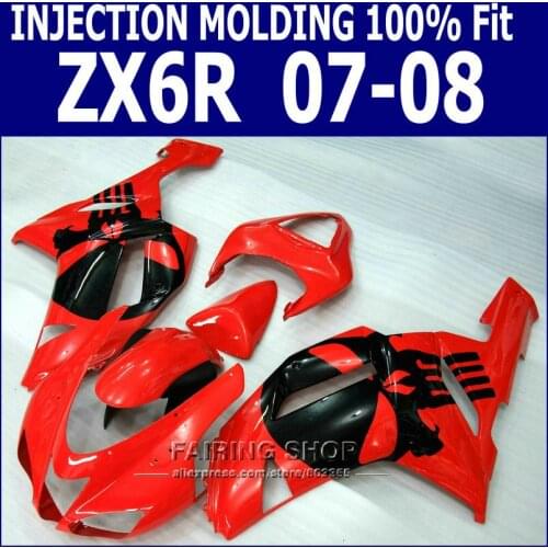 Red black design For Kawasaki Ninja Fairing kit zx6r 2007 2008 07 08 Racing Injection Fairings S11
