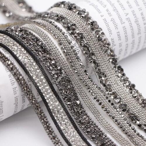 1Yard Self Adhesive Rhinestones Lace Ribbons For Dance Costumes Decor DIY Patchwork Sewing Crafts Apparel Accessories