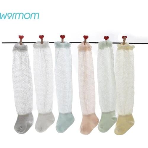 Warmom Summer Childrens Anti-mosquito Over-The-Knee Socks Summer Ultra-Thin Mesh Solid Color Bright Silk Stockings