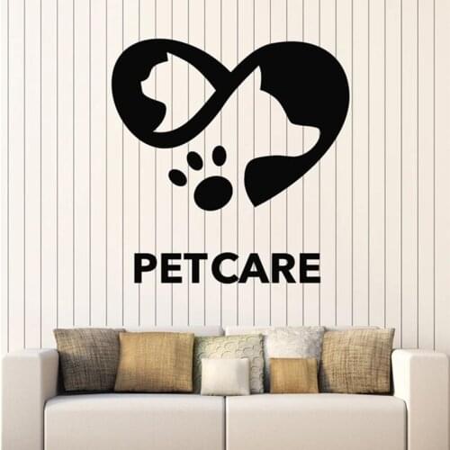 Love Animals Friendship Dog Cat Wall Sticker Pet Care Wall Decal Veterinary Clinic Pets Shop Wall Decor Door Window Vinyl Murals