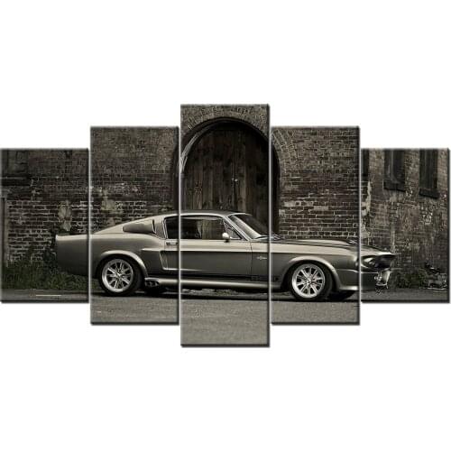 Modular 5 Pcs Canvas Painting Home Decor Pictures Mustang Shelby Supercar Modern Printed Poster For Living Room Wall Art Frame