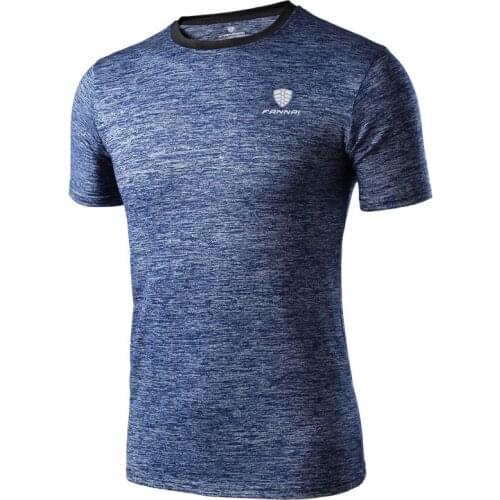 Men T Shirt Sport Casual Tops Tees Quick Dry Fitness Mens Running Training Short Sleeve Breathable O-neck Solid Color Shirts