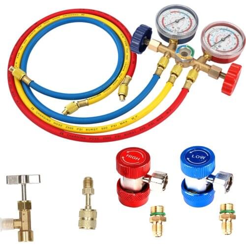Air Conditioning Tool set Barometer Refrigerant Manometric Manifold Pressure Gauge Air Condition Refrigeration for R134a Car R22